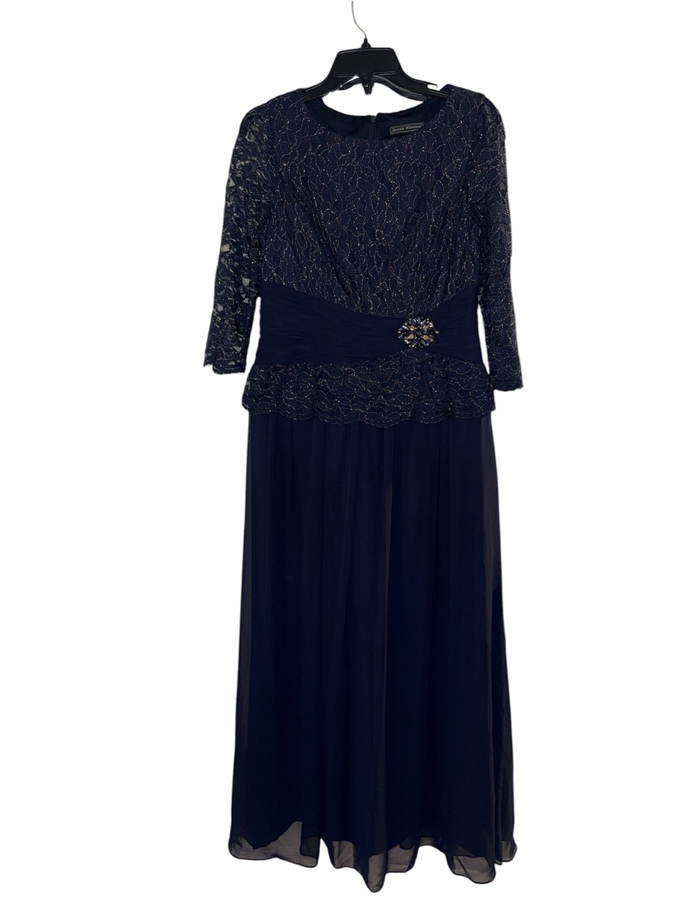 Jessica Howard Navy Lace Dress with Gold Threading